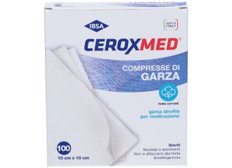 Ceroxmed Compresse di Garza Sterili in Puro Cotone 10x10 cm 100 Pezzi