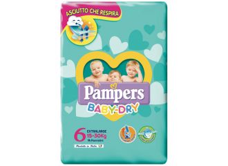 Pampers baby dry extra large taglia 6 ( 15-30kg ) 14 pezzi