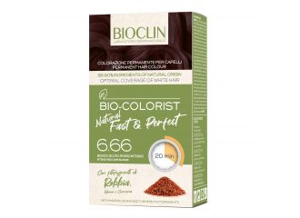 Bioclin bio color fast&perfection 6,66 biondo scuro rosso intenso crema colorante 60 ml + rivelatore in crema 60 ml + bio shampoo 10 ml + bio color maschera 10 ml