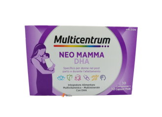 Multicentrum Neo Mamma DHA Integratore Multivitaminico Vitamina B C D3 Acido folico 30 Compresse + 30 Capsule Molli