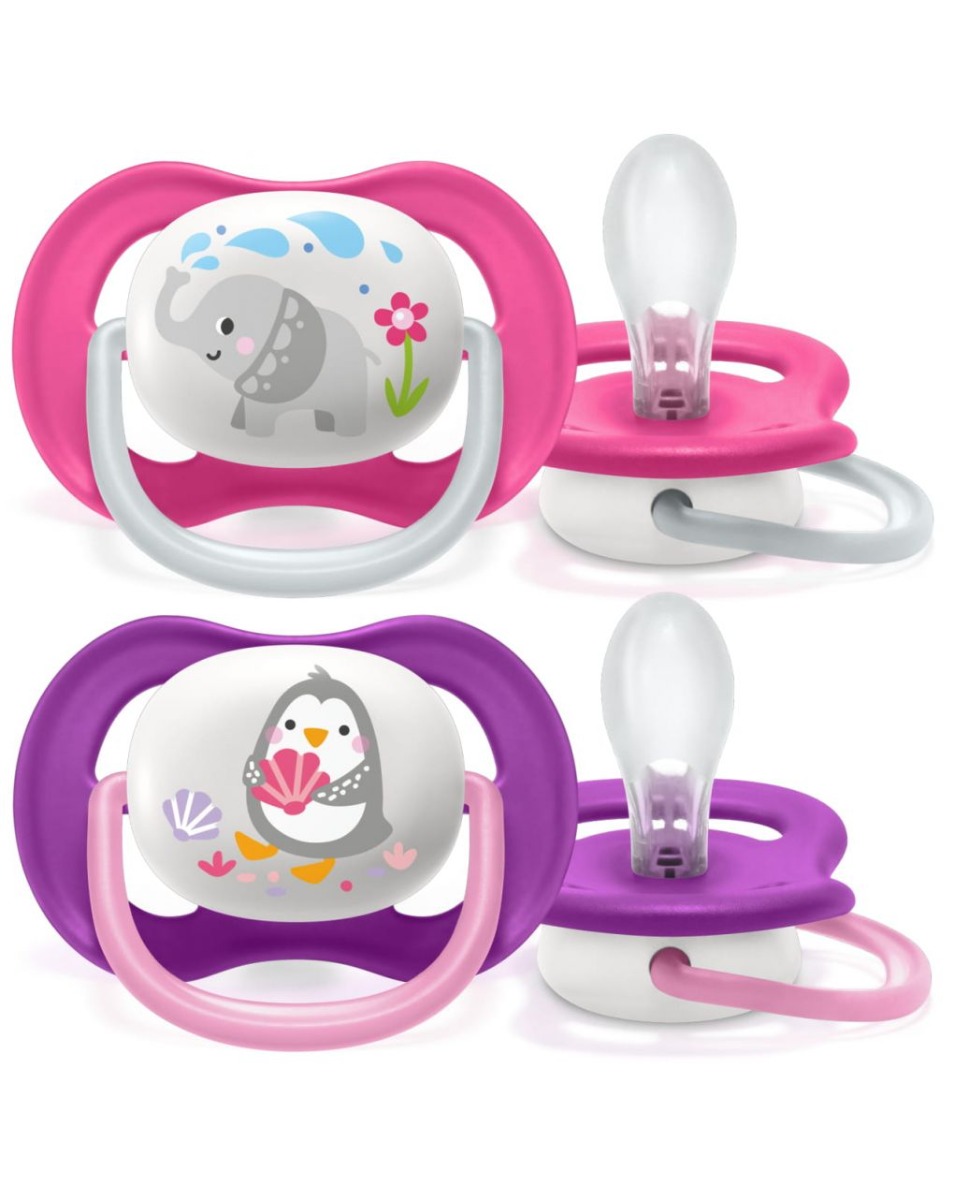 Avent ultra air animals succhietto elefant/penguin femmina 6-18 mesi 2 pezzi