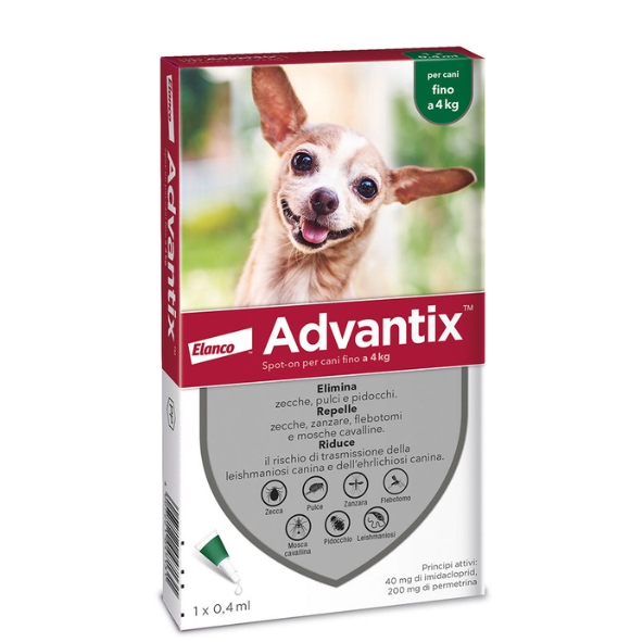 Advantix Spot-On Cani Fino A 4 Kg 1 Pipetta Monodose 0,4 Ml