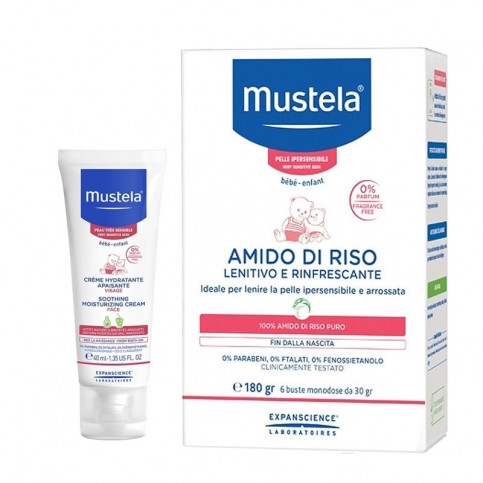 Amido Di Riso Puro Mustela 100% Naturale, 5 Bustine Da 20 G, Per Bagnetto Neonati E Bambini, Lenisce Arrossamenti E Prurito, Senza Parabeni