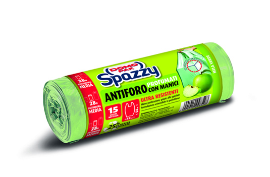 DOMOPAK - Spazzy Mela Verde - 15 Sacchetti Antiforo Per Raccolta Differenziata