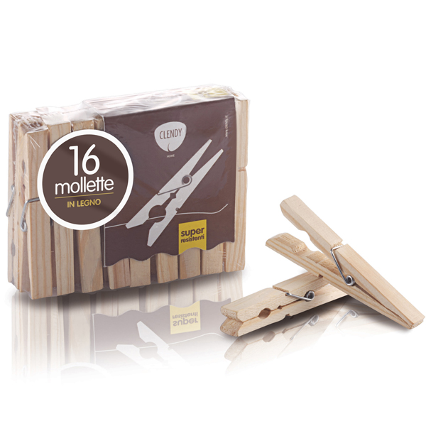 CLENDY PINZE BUCATO 16PEZZI LEGNO