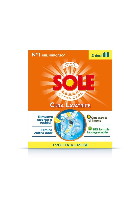 SOLE - Cura Lavatrice Lemon - Trattamento Lavatrice 2 Flaconi Da 250 Ml