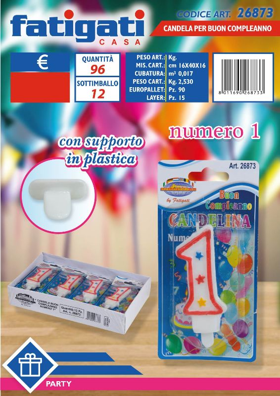 FATIGATI CANDELINE COMPLEANNO NUMERO 1