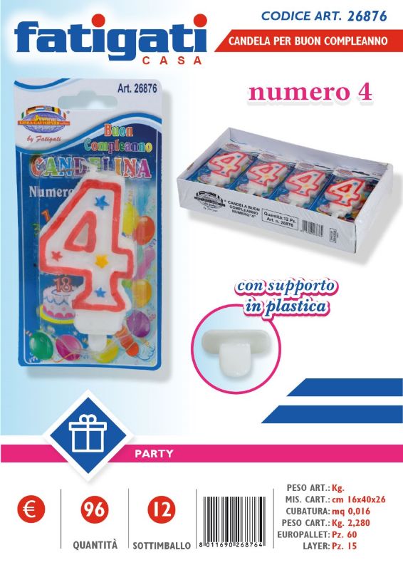 FATIGATI CANDELINE COMPLEANNO NUMERO 4