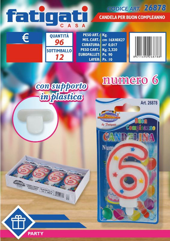FATIGATI CANDELINE COMPLEANNO NUMERO 6
