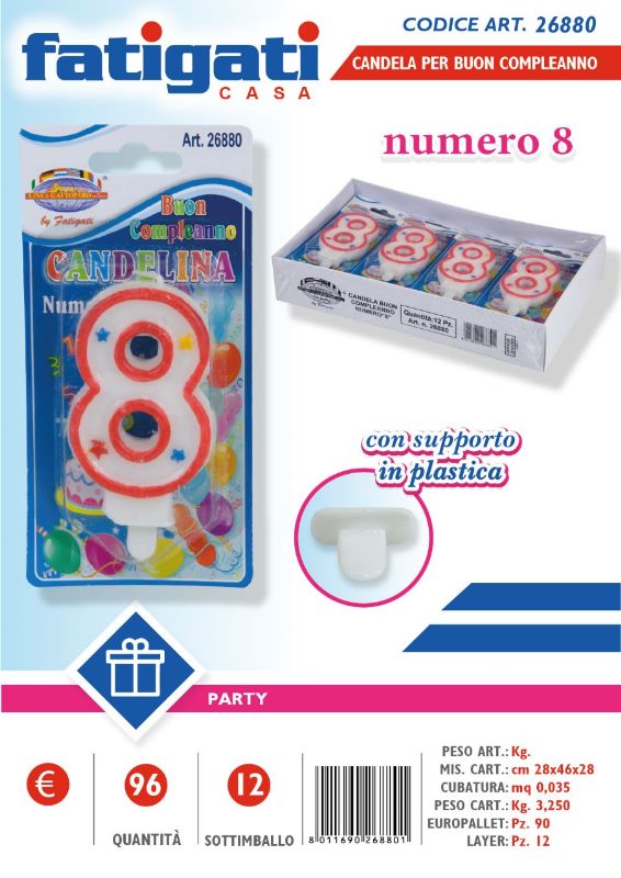 FATIGATI CANDELINE COMPLEANNO NUMERO 8