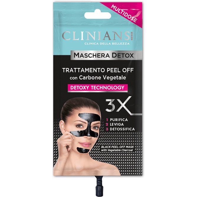 Clinians - Maschera Detox - Trattamento peel off con carbone vegetale 20 ml