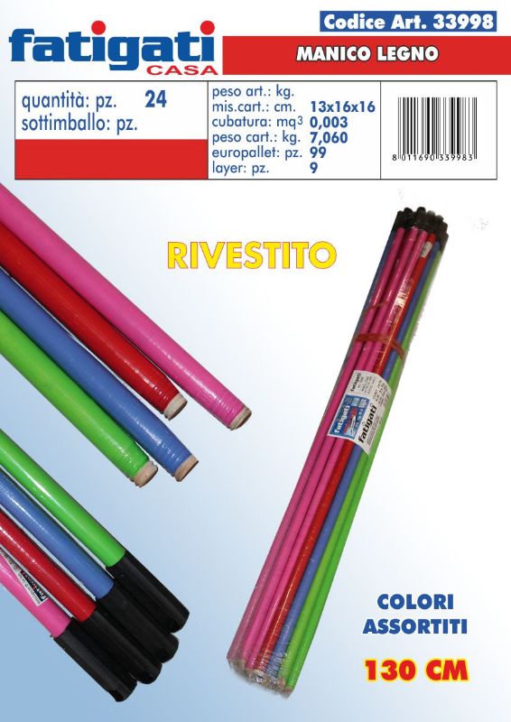 FATIGATI MANICI SCOPA LEGNO 130CM COLOR