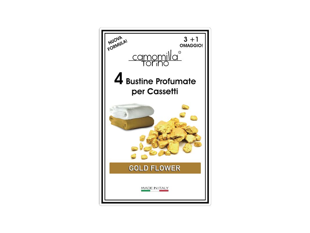 CAMOMILLA TORINO - Gold Flower - 4 Buste Profumate Per Armadi E Cassetti