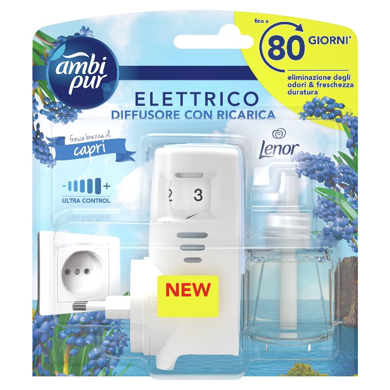 AMBI PUR - Lenor Elettrico Freschezza Di Capri - Kit Diffusore Elettrico 20 Ml