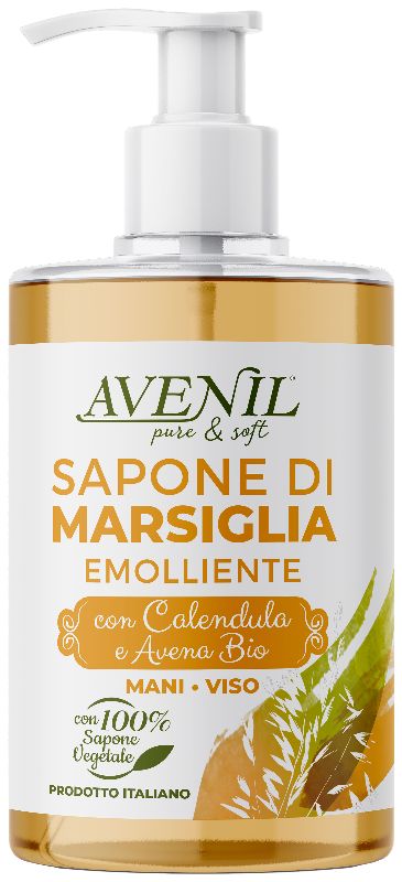 AVENIL - Pure &amp; Soft - Sapone Di Marsiglia Emolliente Calendula Con Avena Bio 500 Ml