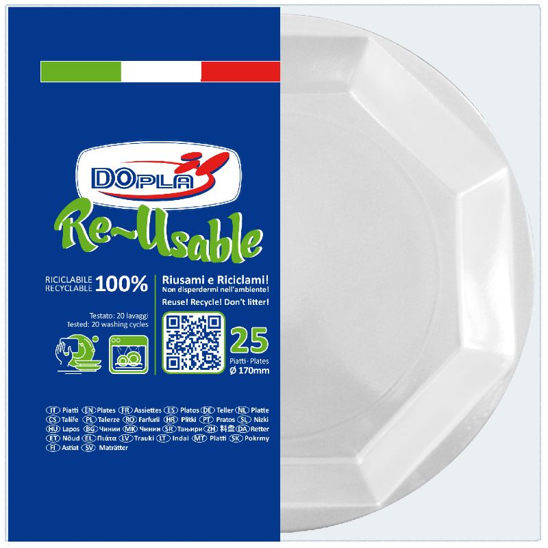 DOPLA PIATTO PIZZA RIUTILIZZ 6PEZZI BIANCHI