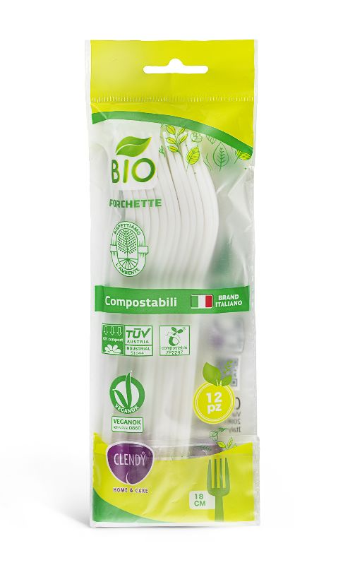 CLENDY BIO FORCHETTE COMPOSTABILI 12PEZZI