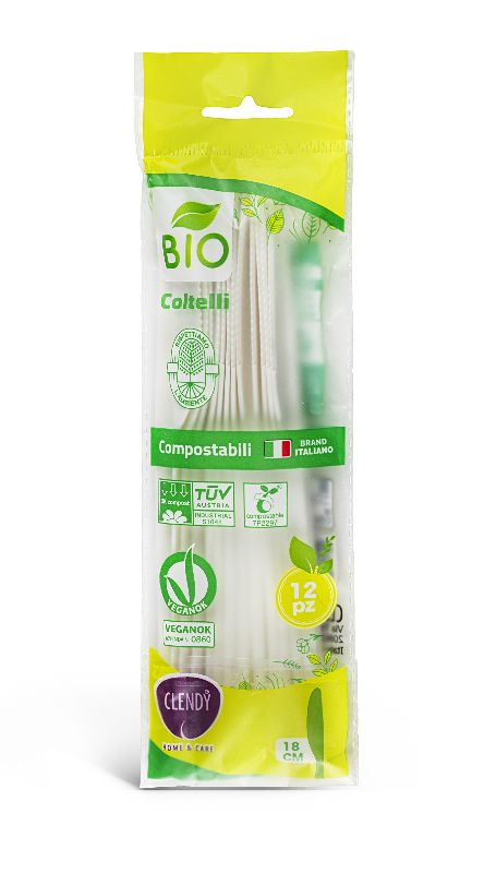 CLENDY - 12 Coltelli Compostabili Bianchi