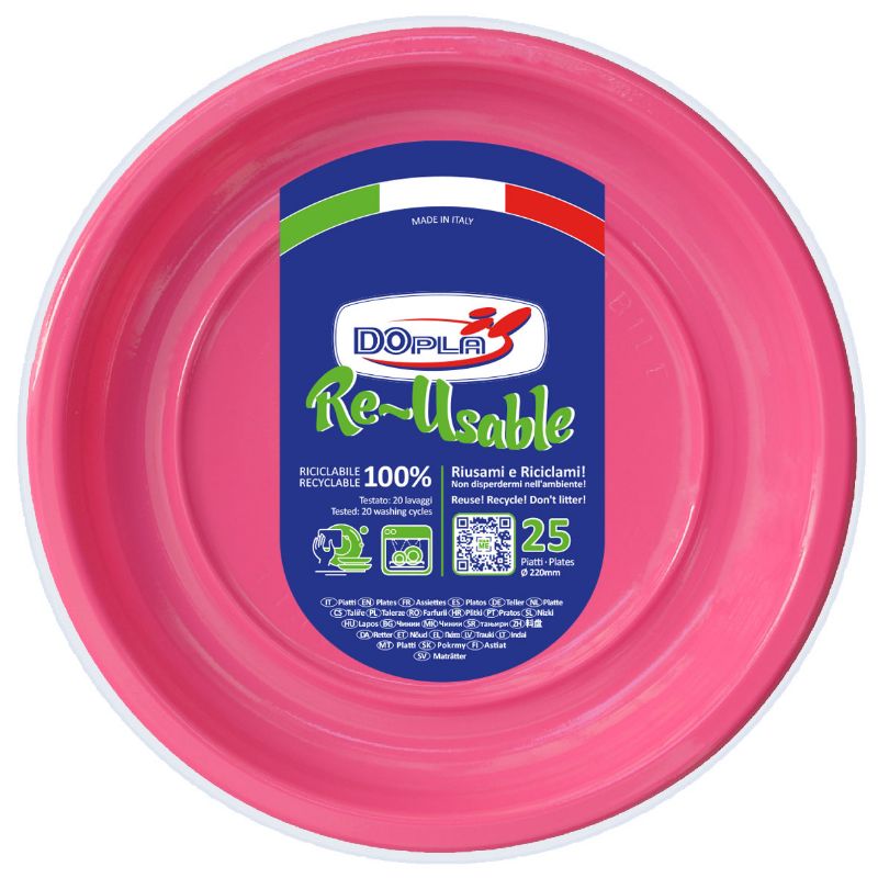 DOPLA PIATTI PIANI 25PEZZI FUCSIA