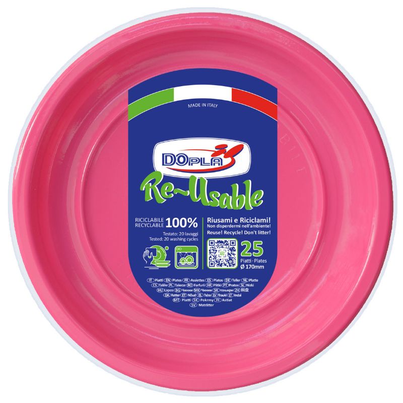 DOPLA PIATTI FRUTTA 25PEZZI FUCSIA