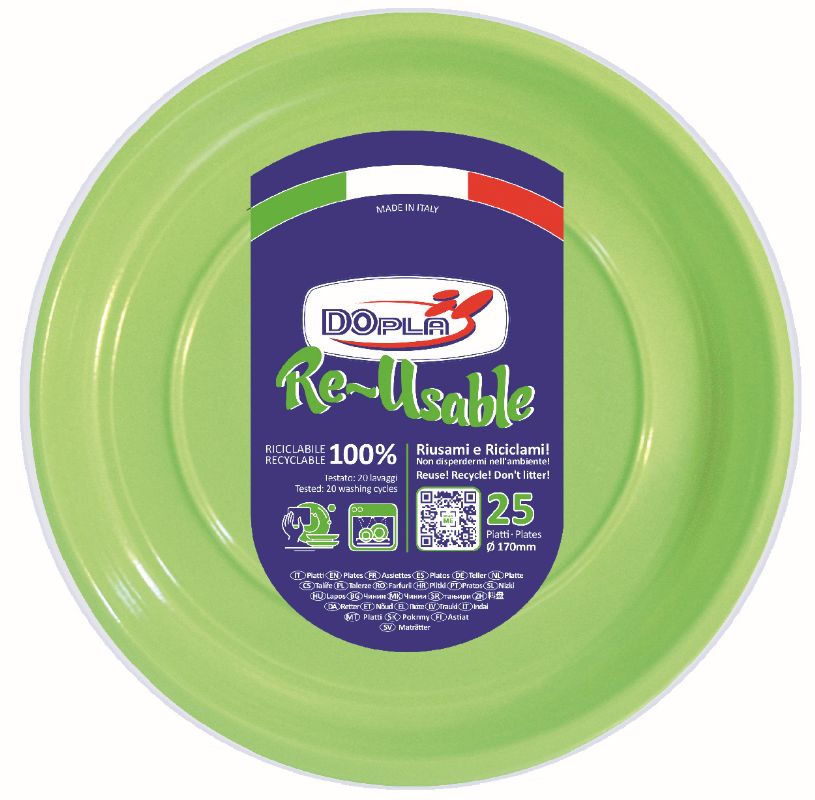 DOPLA PIATTI FRUTTA 25PEZZI VERDE ACIDO