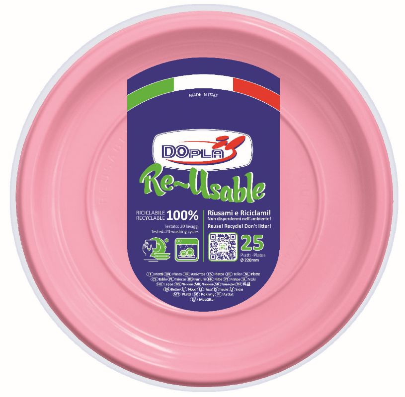 DOPLA PIATTI PIANI 25PEZZI ROSA