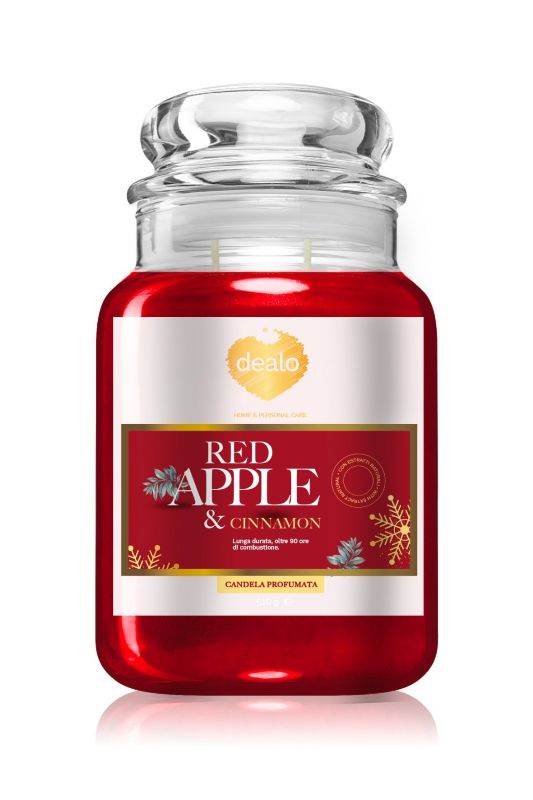 DEALO - Red Apple &amp; Cinnamon - Candela Profumata 90 Ore