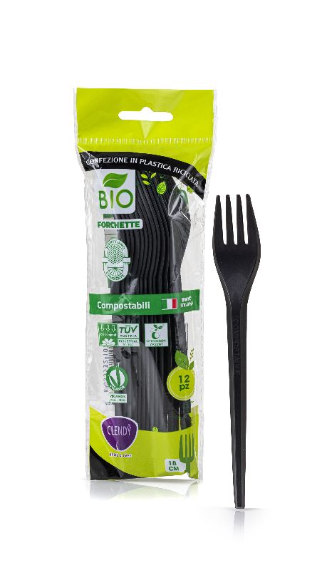 CLENDY - Bio - 12 Forchette Compostabili - Neri