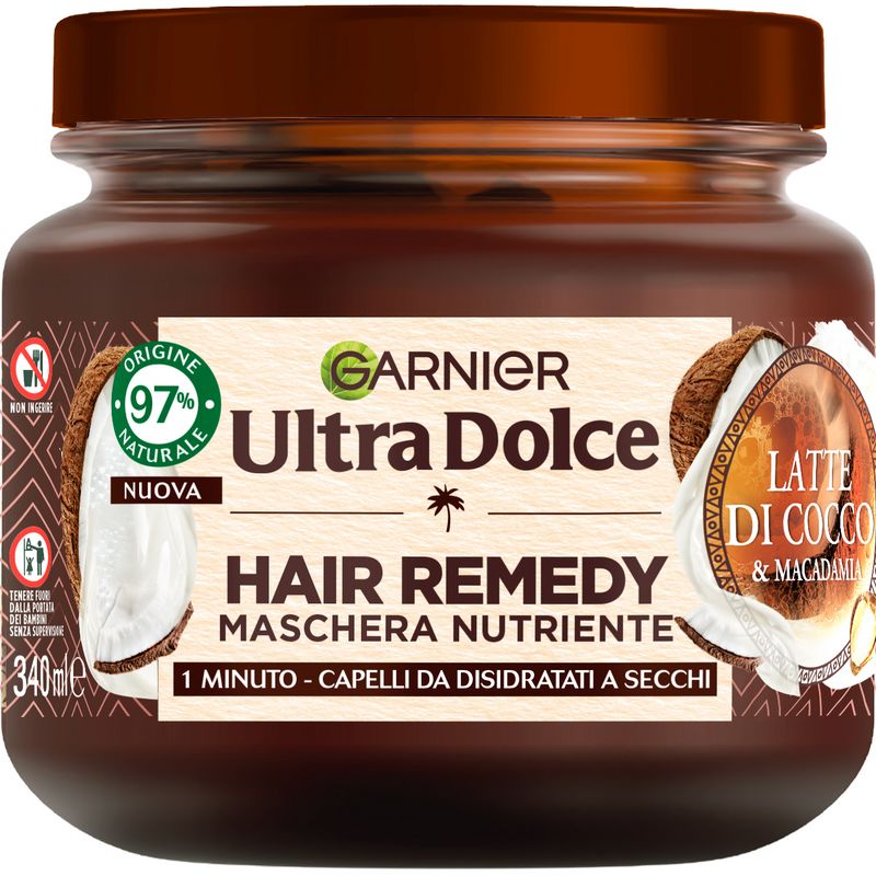 GARNIER - Ultra Dolce hair remedy latte di cocco e macadamia - maschera per capelli secchi 340 ml