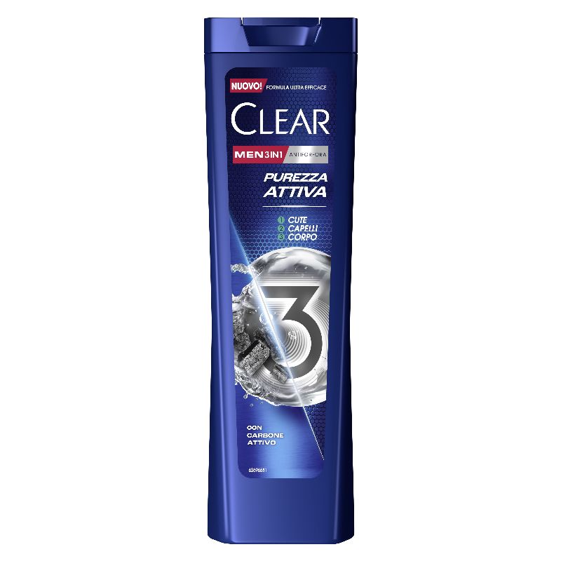 CLEAR - Freschezza attiva 3in1 - shampoo anti-forfora con carbone attivo 225 ml