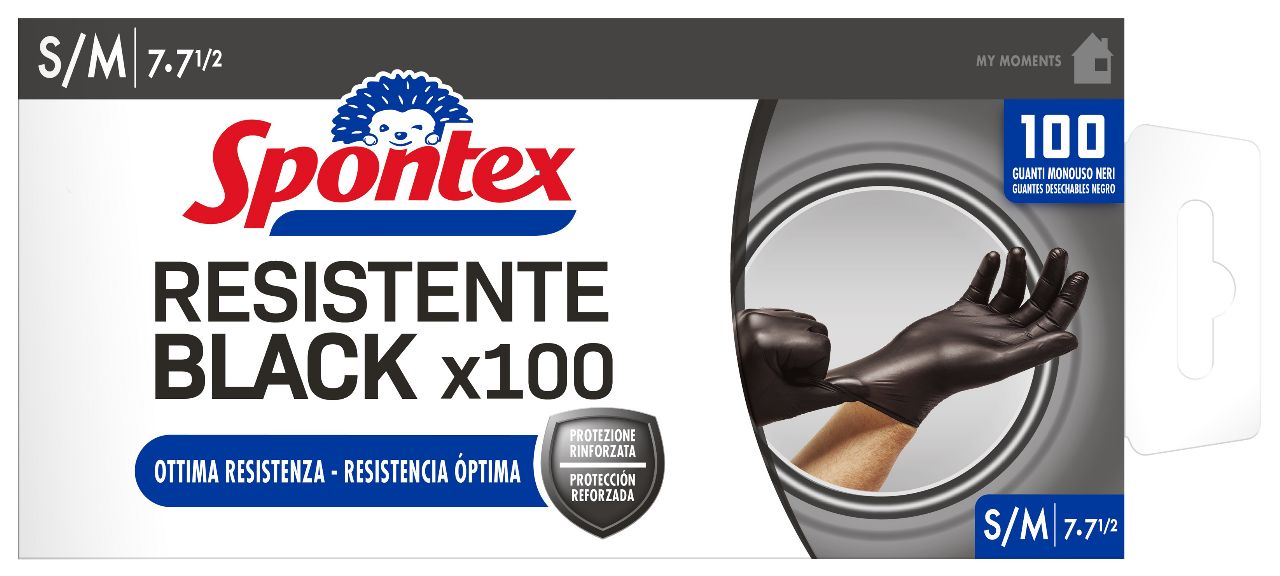 GUANTI SPONTEX NITRILE 100PEZZI NERI M
