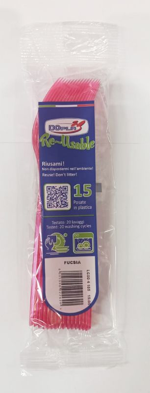 DOPLA FORCHETTE COMPACT 15PEZZI RIUT FUCSIA