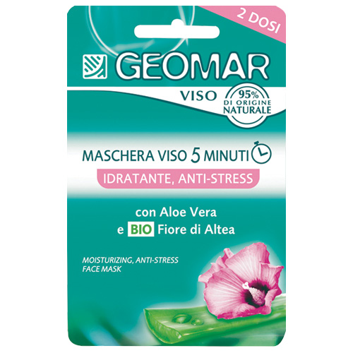 Geomar - maschera viso 5 minuti - idratanti antistress con fiore di altea biologico e aloe vera 2 dosi 15 ml
