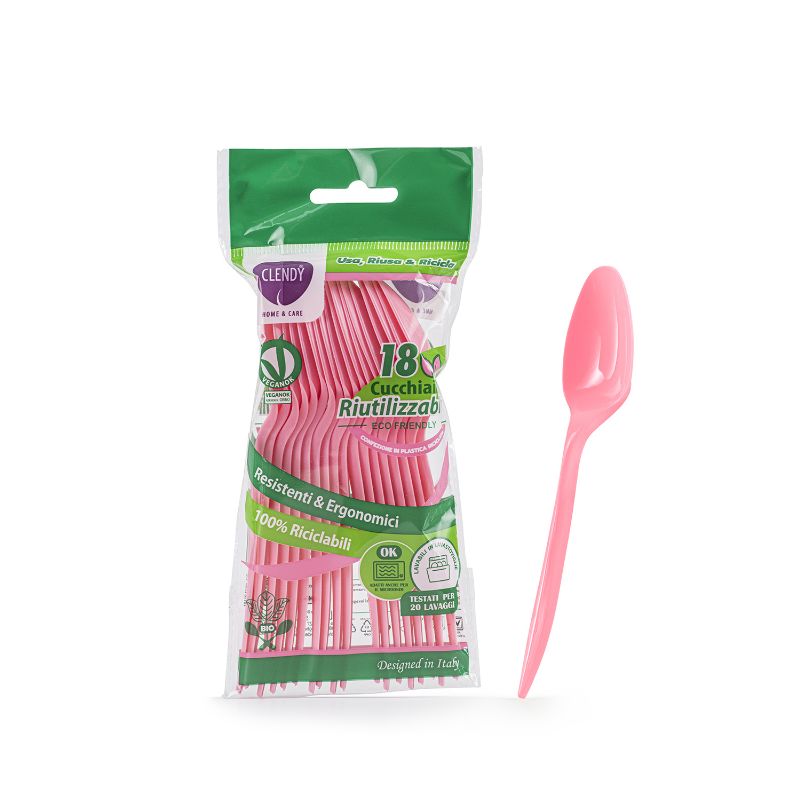 CLENDY CUCCHIAINI 18PEZZI RIUTILIZZABILI ROSA