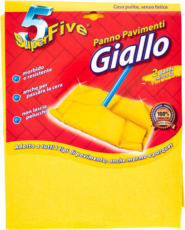 SUPER FIVE PANNO PAVIMENTO GIALLO 2PEZZI 50X60