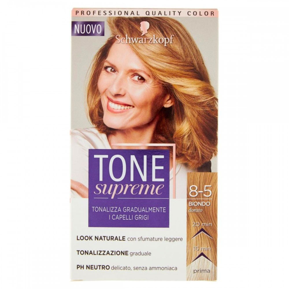 SCHWARZKOPF - Tone supreme - crema tonalizzante per capelli grigi 8-5 biondo dorato