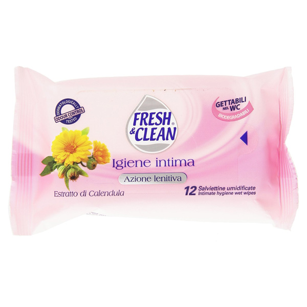 Fresh & Clean Intimo Extra Delicato Ph 5.0 Salviettine Calendula E Malva 12 Pezzi