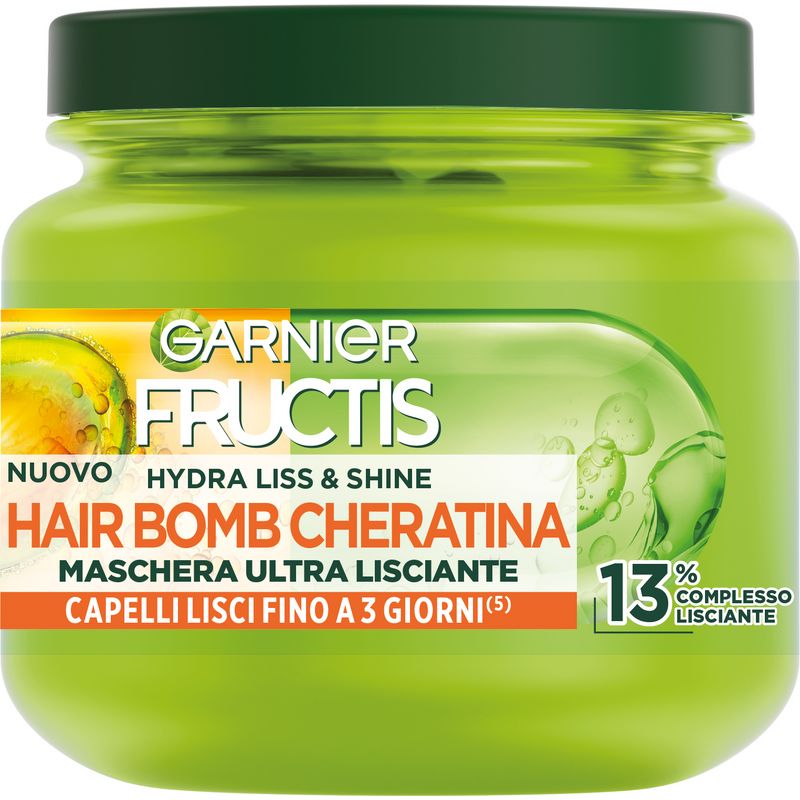 Fructis - Hydra Liss &amp; Shine - Hair Bomb Cheratina - Maschera ultra lisciante 320 Ml