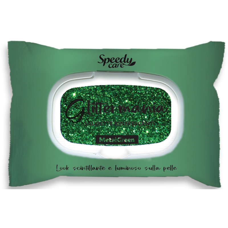 SPEEDY CARE - Glitter Mania Metal Green - 15 Salviette Glitter Rinfrescanti