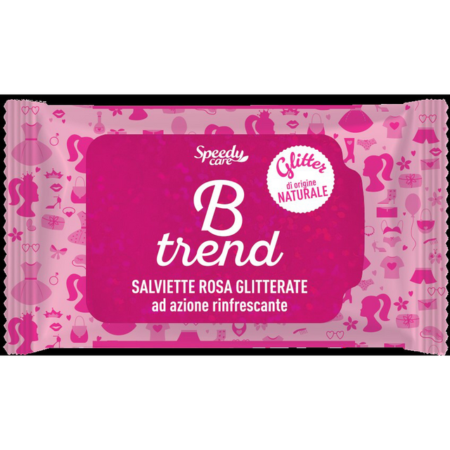 SPEEDY CARE - B trend - 15 Salviette rosa glitterate ad azione rinfrescante