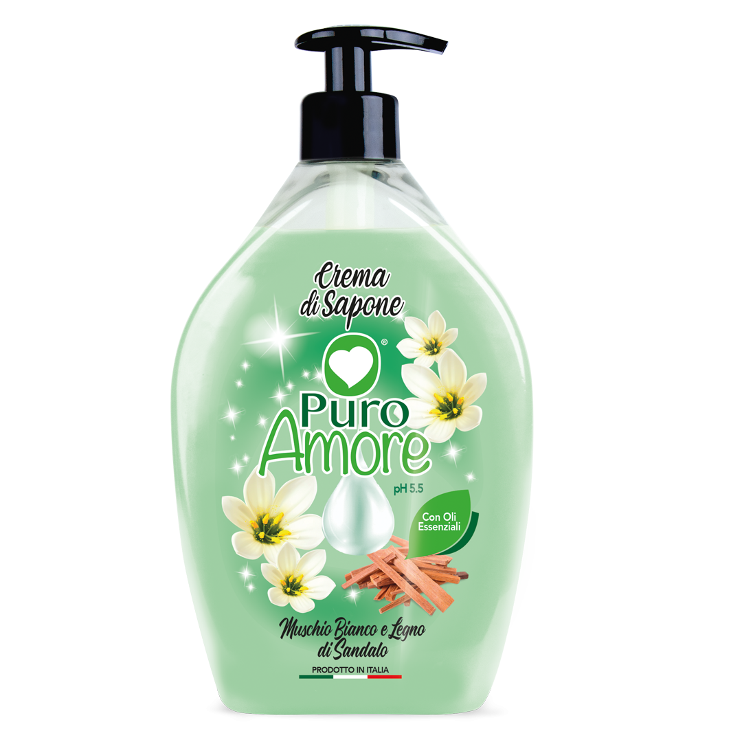 PURO AMORE - Muschio Bianco e Legno di Sandalo - Crema di sapone 750 ml