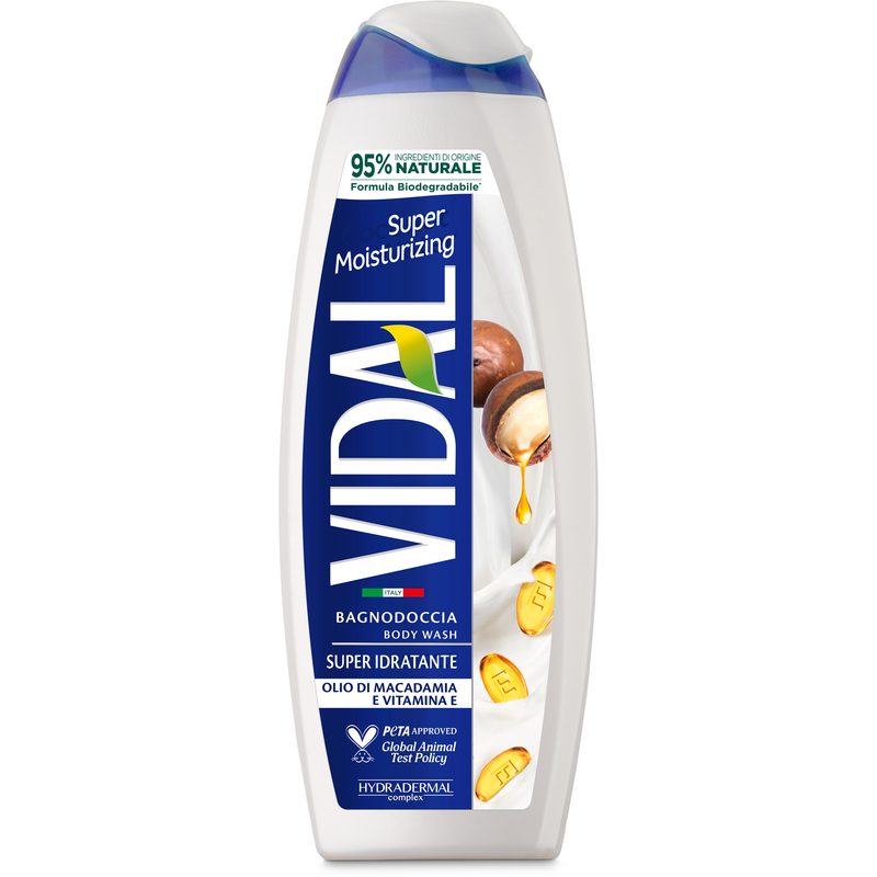 VIDAL - Super Idratante - Bagnodoccia con Olio Di Macadamia &amp; Vitamina E 500 ml