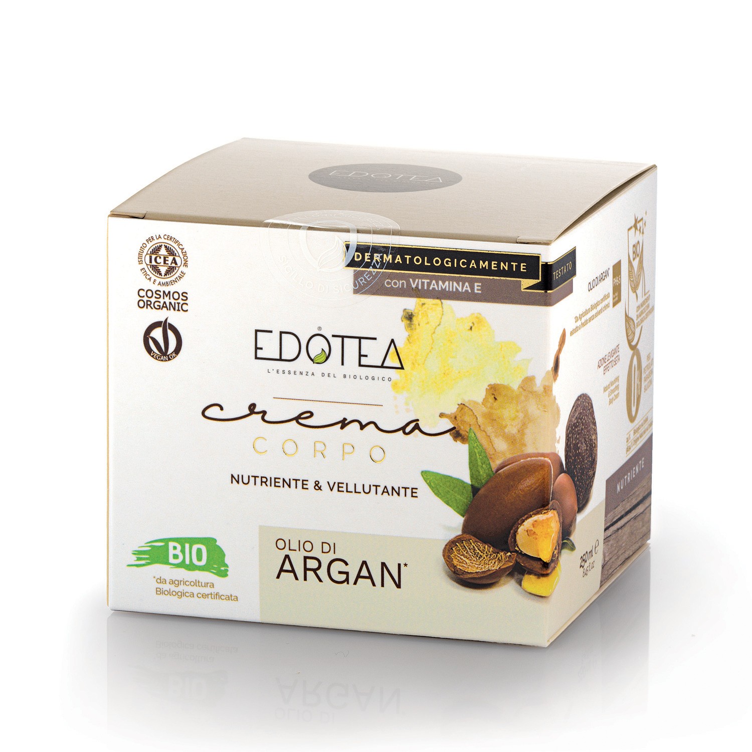 EDOTEA Crema Corpo Nutriente e Vellutante all’Olio di ARGAN Vegan 250 ml