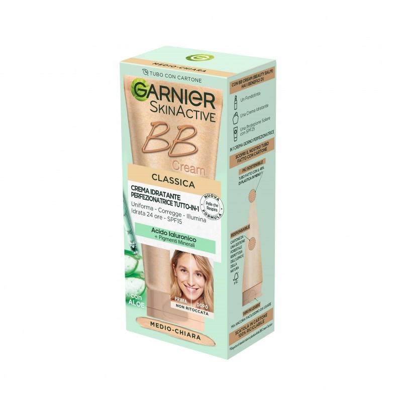 GARNIER - BB Cream Classica - Crema Idratante Perfezionatrice SPF15 Medio Chiara