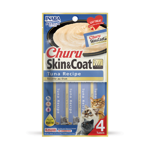 Inaba Gatto Snack Churu Skin&amp;Coat Cf. (4X14) Gr Ricetta Di Tonno