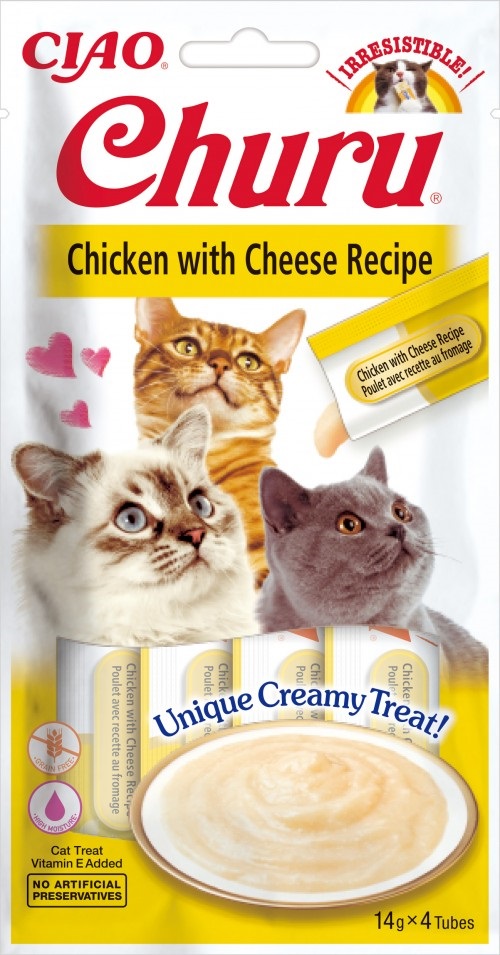 Inaba Gatto Snack Churu Cf. (4X14) Gr Ricetta Di Pollo &amp; Formaggio
