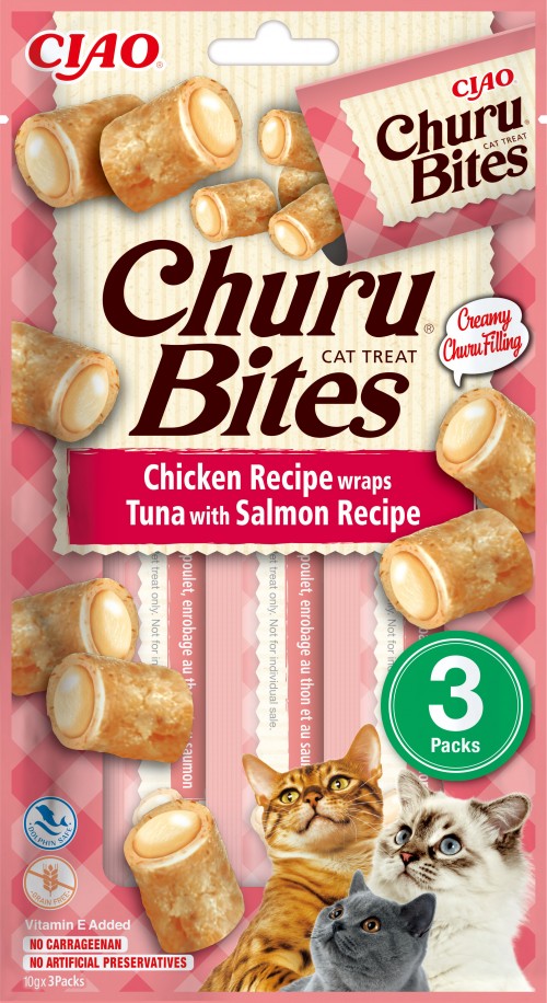 Inaba Gatto Snack Churu Bites Cf. (3 Pezzi) Ricetta Di Pollo, Tonno &amp; Salmone
