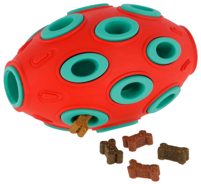 Kerbl Cane Gioco Palla Da Rugby Toyfastic 12X7,5 Cm Rosso/Turchese