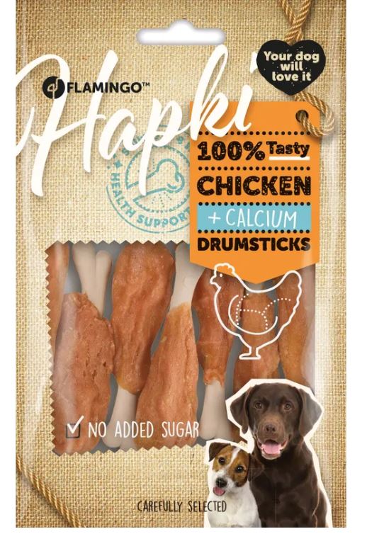 Flamingo Cane Snack "Hapki" Osso Di Calcio Con Pollo 85 Gr