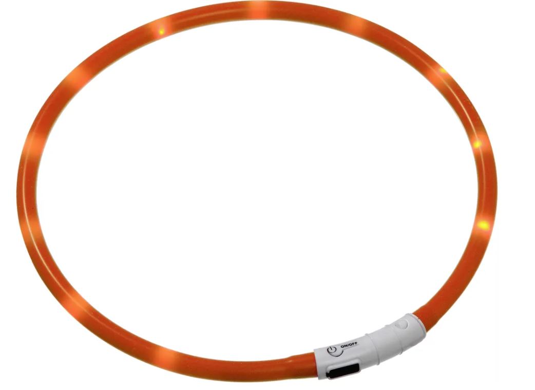 Flamingo Cane Collare Led 20-70 Cm X 16 Mm Nero/Arancio